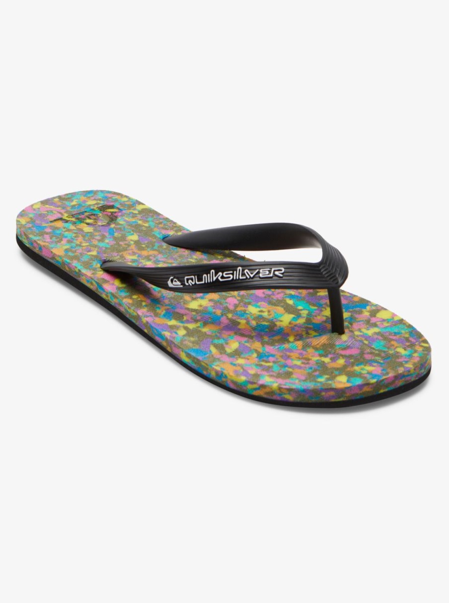 Mens Quiksilver Sandals | Molokai Recycled Flip-Flops Black/Blue/Black