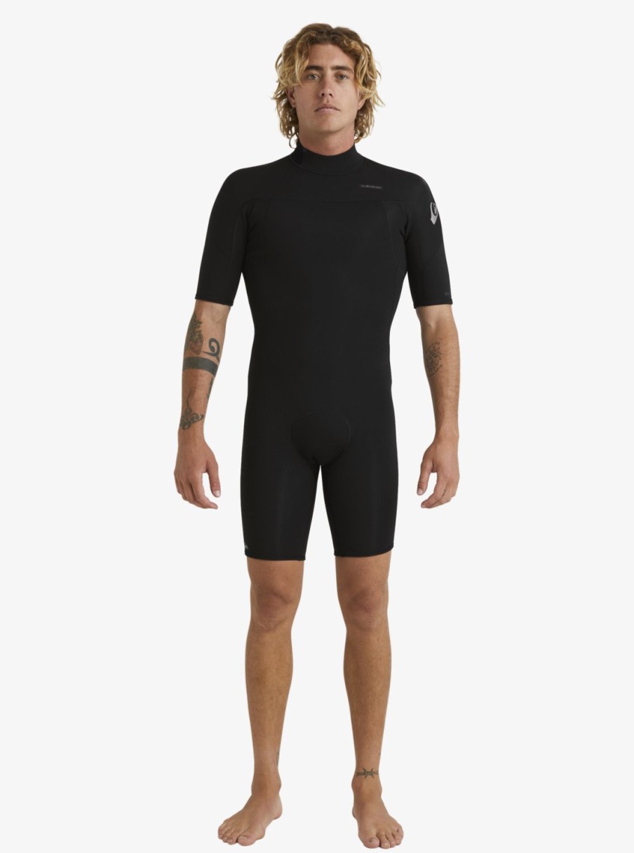 Mens Quiksilver Wetsuits | 2/2Mm Everyday Sessions Short Sleeve Back Zip Springsuit Black