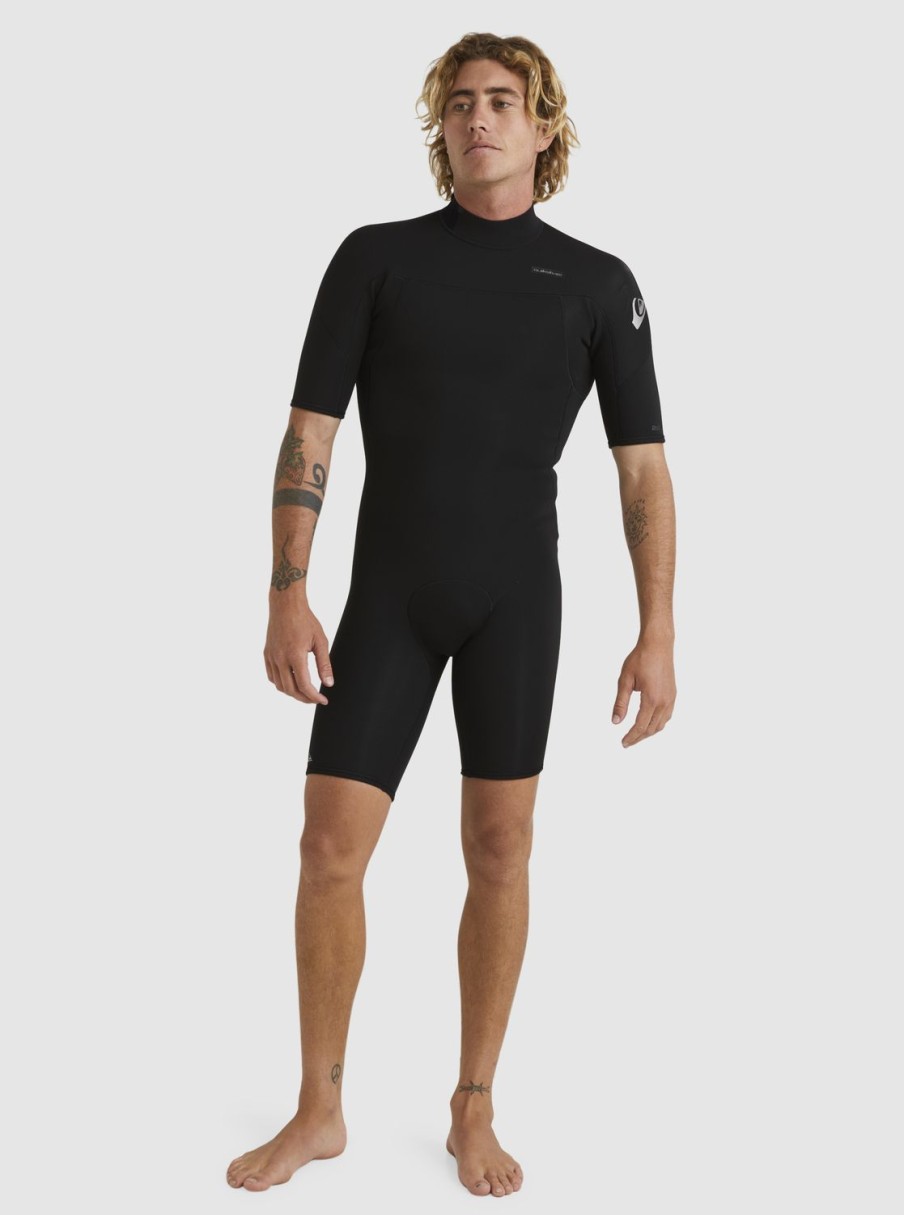 Mens Quiksilver Wetsuits | 2/2Mm Everyday Sessions Short Sleeve Back Zip Springsuit Black