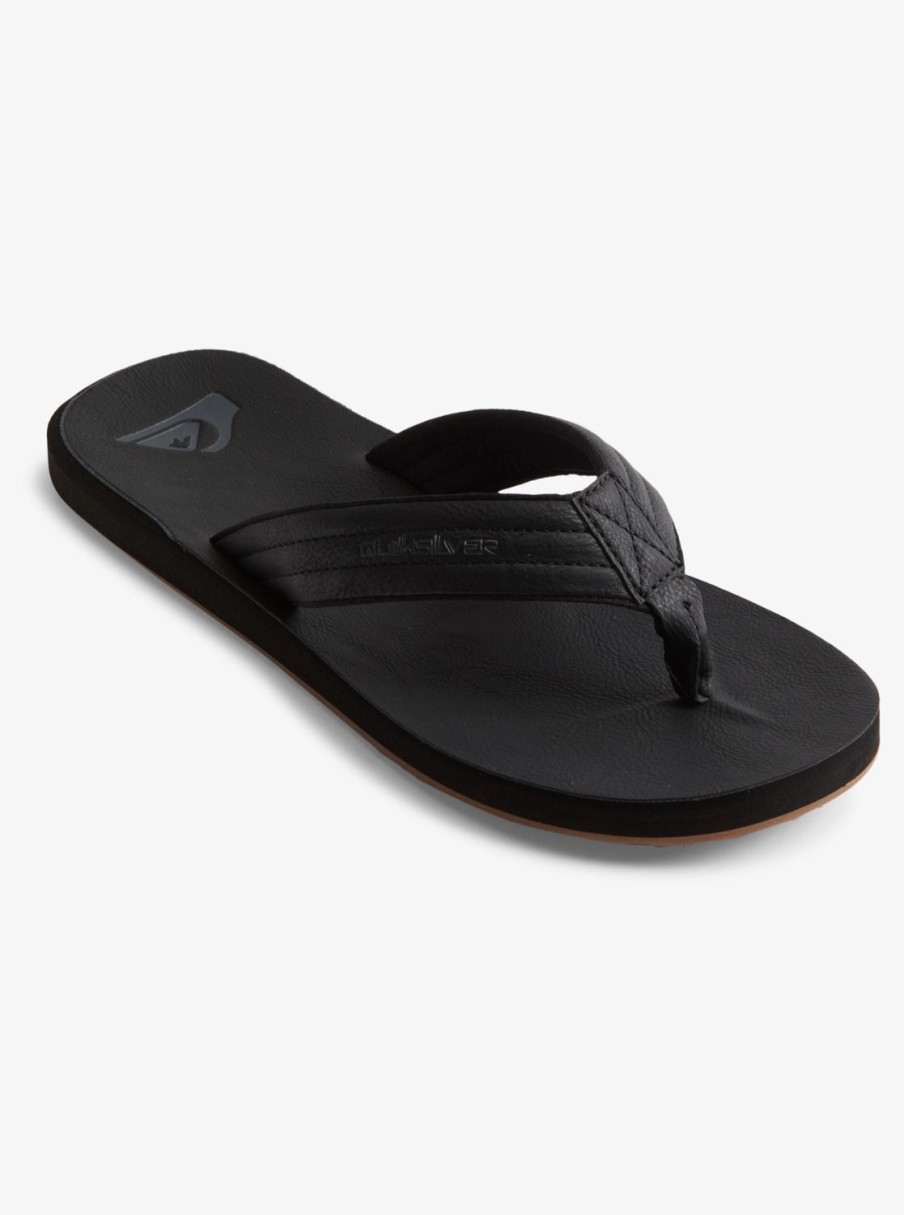 Mens Quiksilver Sandals | Carver Nubuck Sandals Solid Black