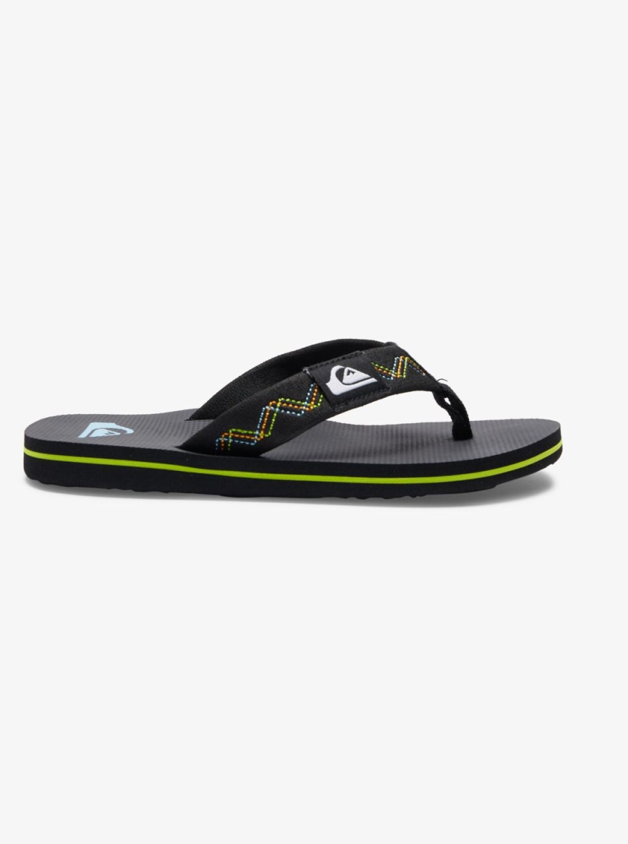 Boys Quiksilver Sandals | Boy'S 8-16 Molokai Stitchy Sandals Black/Black/Green