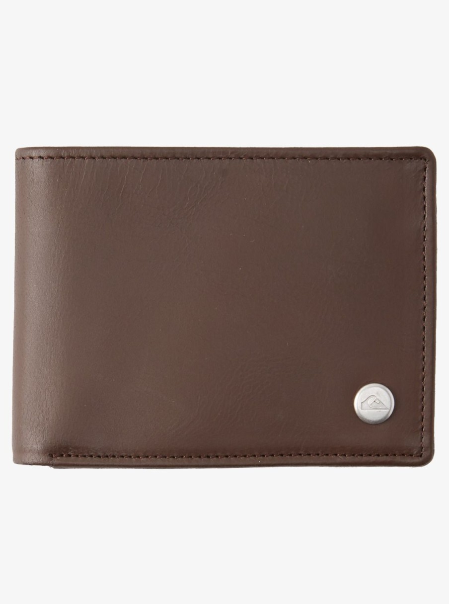 Mens Quiksilver Wallets | Mac Tri-Fold Leather Wallet Chocolate Brown