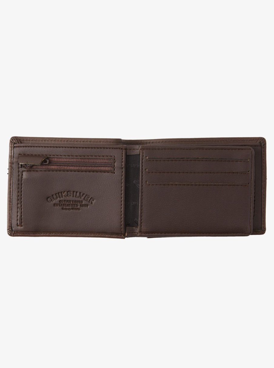 Mens Quiksilver Wallets | Mac Tri-Fold Leather Wallet Chocolate Brown