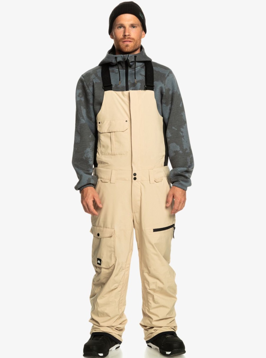 Mens Quiksilver Snow Pants | Utility Technical Snow Bib Pants Pale Khaki