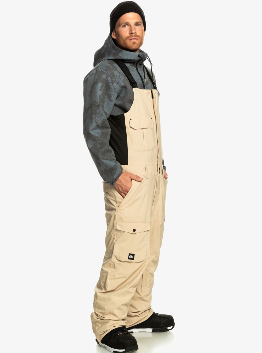 Mens Quiksilver Snow Pants | Utility Technical Snow Bib Pants Pale Khaki