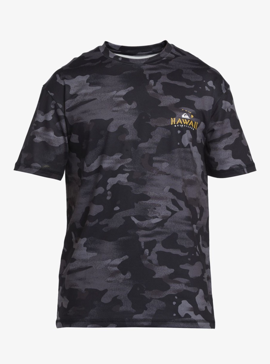 Mens Quiksilver Rashguards | Hi Royalty Surf Short Sleeve Upf 50 Surf T-Shirt Hi Camo Black