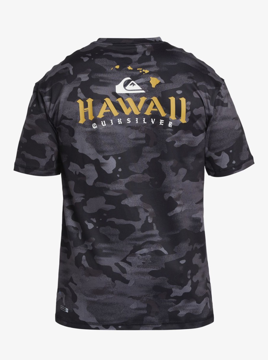 Mens Quiksilver Rashguards | Hi Royalty Surf Short Sleeve Upf 50 Surf T-Shirt Hi Camo Black