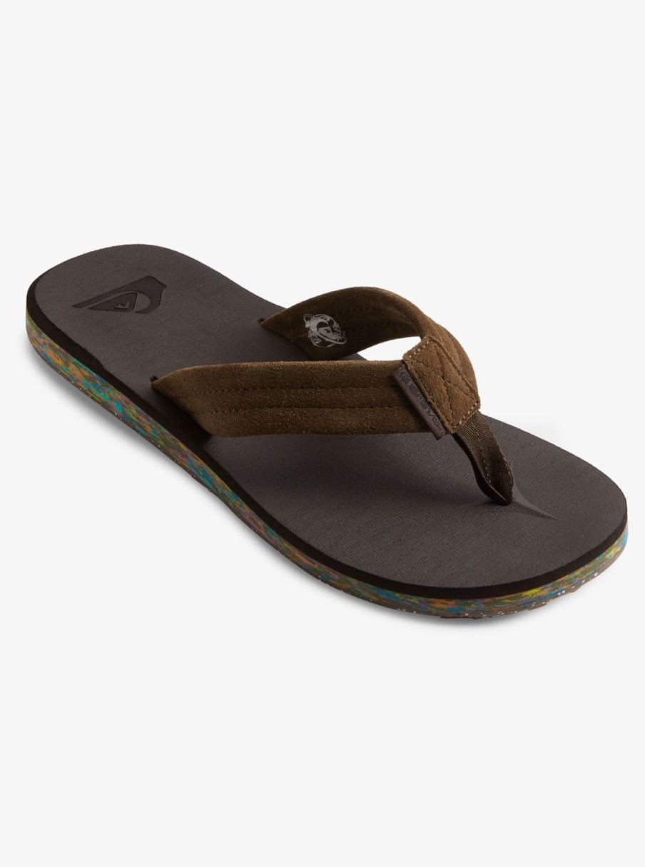 Mens Quiksilver Sandals | Carver Suede Recycled Sandals Brown 2