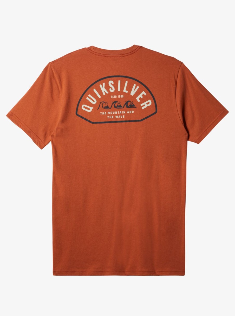 Mens Quiksilver Tees | Logo Lockup T-Shirt Baked Clay