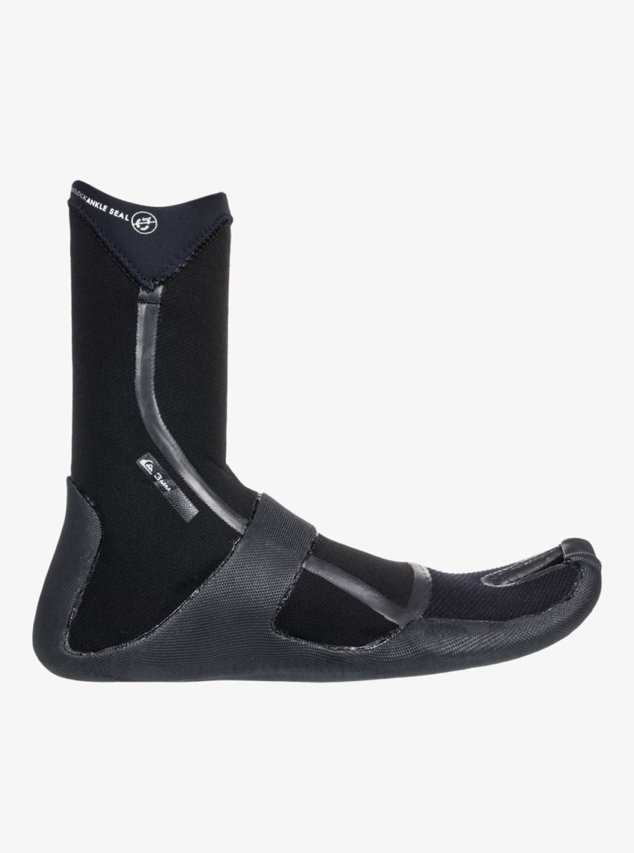 Mens Quiksilver Wetsuits | 3Mm Marathon Sessions Split Toe Wetsuit Boots Black