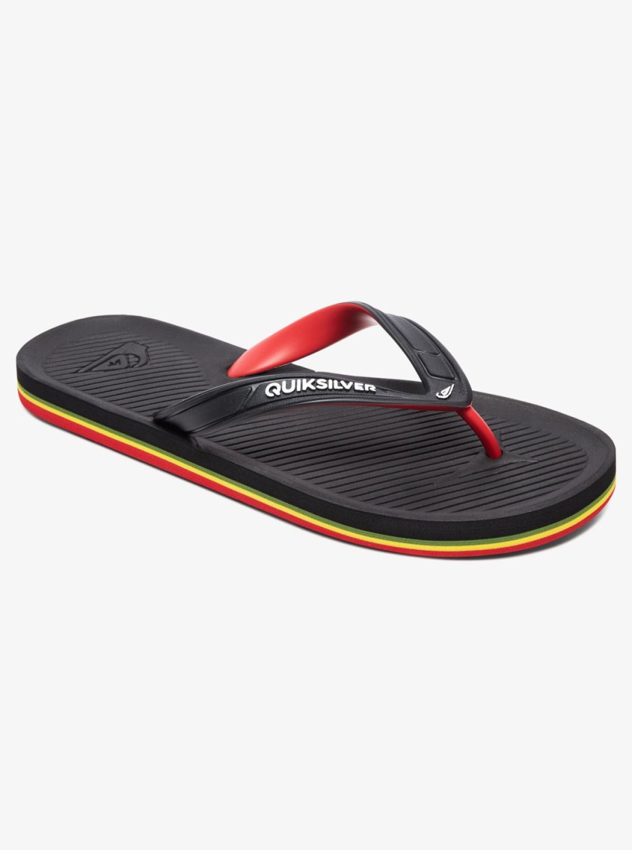 Mens Quiksilver Sandals | Haleiwa Flip-Flops Black/Red/Green