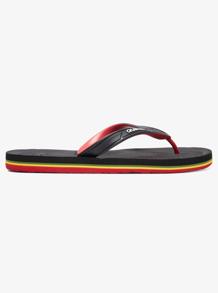 Mens Quiksilver Sandals | Haleiwa Flip-Flops Black/Red/Green