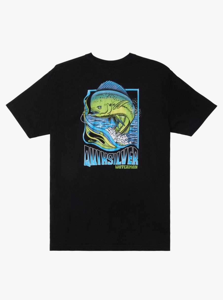 Mens Quiksilver Tees | Waterman Fish Flow Qt-Shirt Black