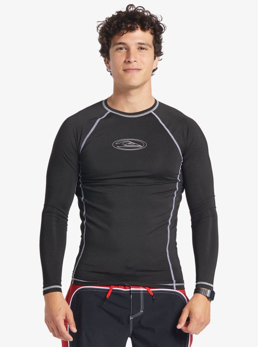 Mens Quiksilver Rashguards | Saturn Protection Long Sleeve Upf 50 Rashguard For Men Black