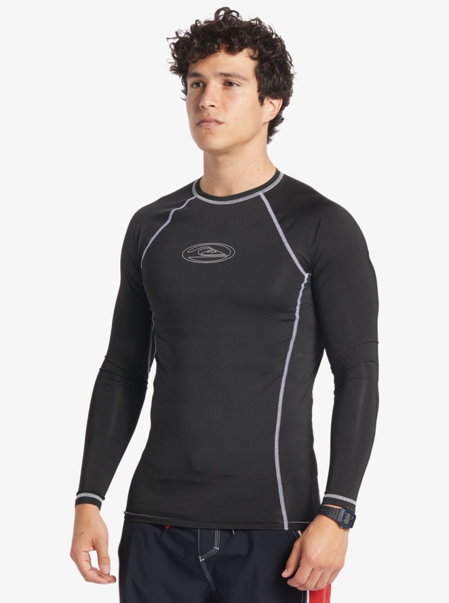 Mens Quiksilver Rashguards | Saturn Protection Long Sleeve Upf 50 Rashguard For Men Black