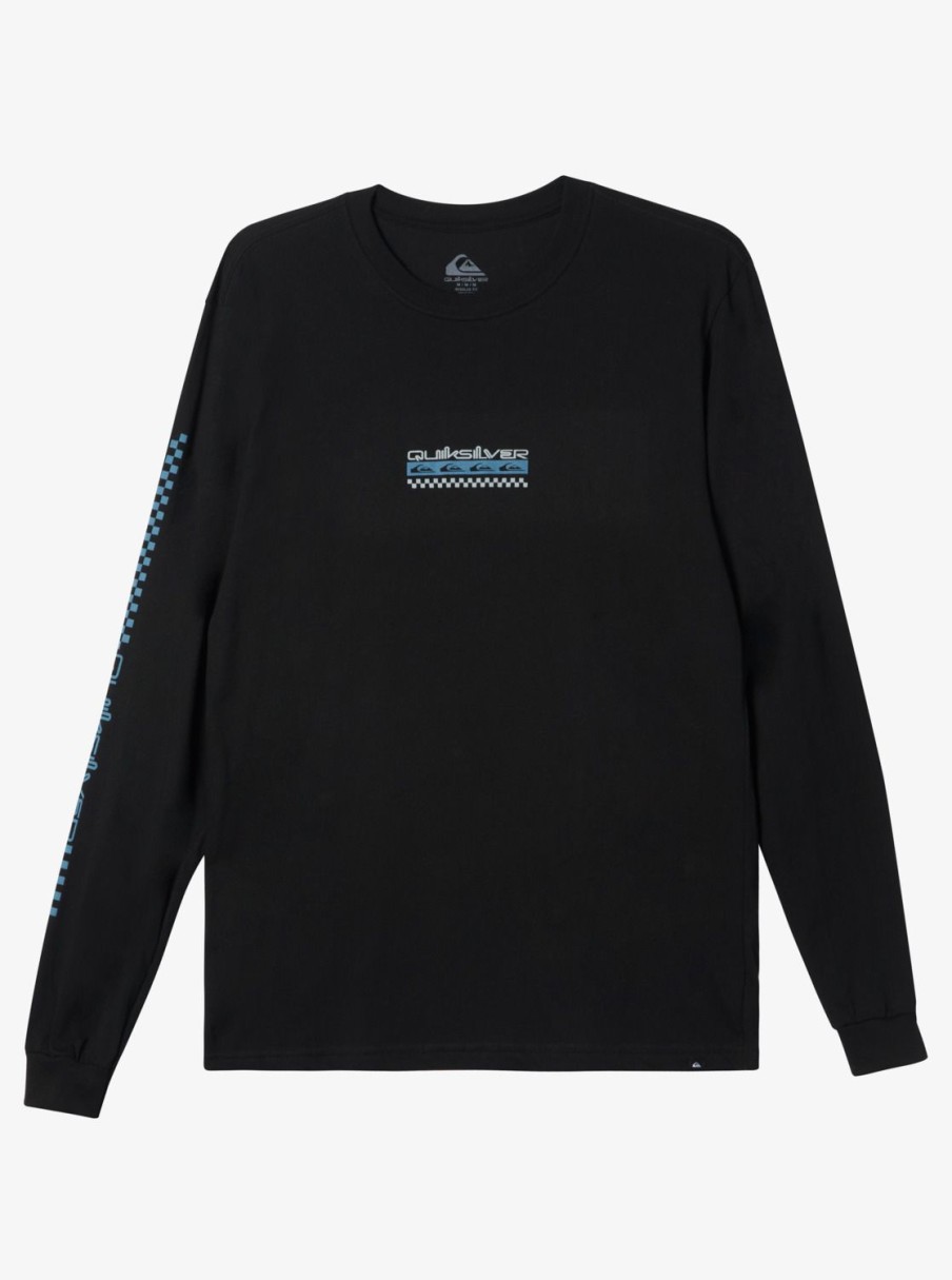 Mens Quiksilver Tees | Omni Check Turn Long Sleeve T-Shirt Black