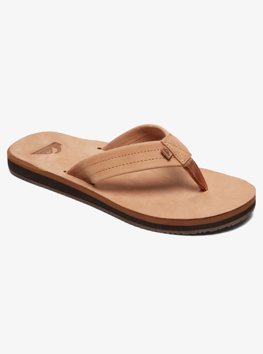 Mens Quiksilver Sandals | Erreka Leather Sandals Tan - Solid