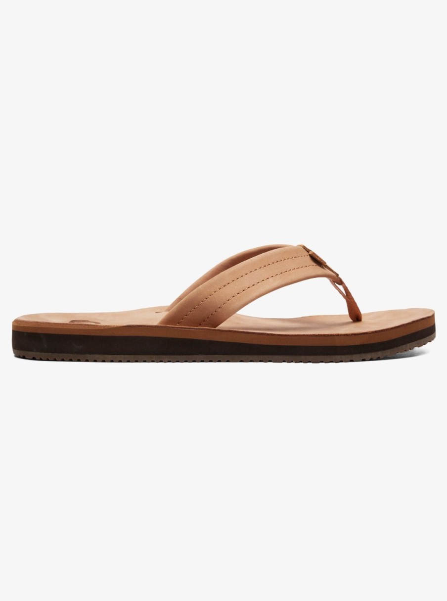 Mens Quiksilver Sandals | Erreka Leather Sandals Tan - Solid