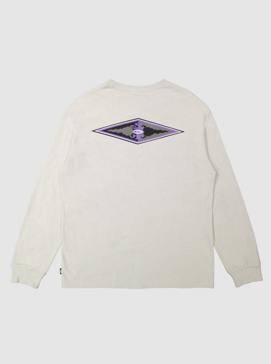 Mens Quiksilver Tees | Stretch Long Sleeve T-Shirt Gray Violet