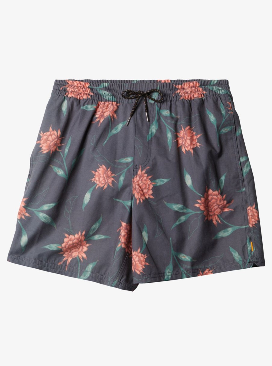 Mens Quiksilver Elastic Waist | Waterman Perfect Bloom Volley Volleys Black Perfect Bloom Vly