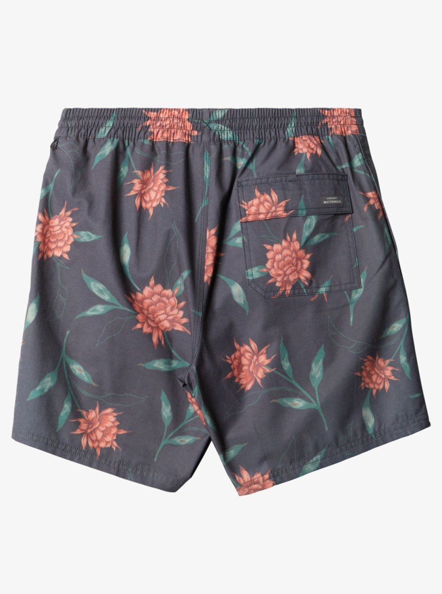 Mens Quiksilver Elastic Waist | Waterman Perfect Bloom Volley Volleys Black Perfect Bloom Vly