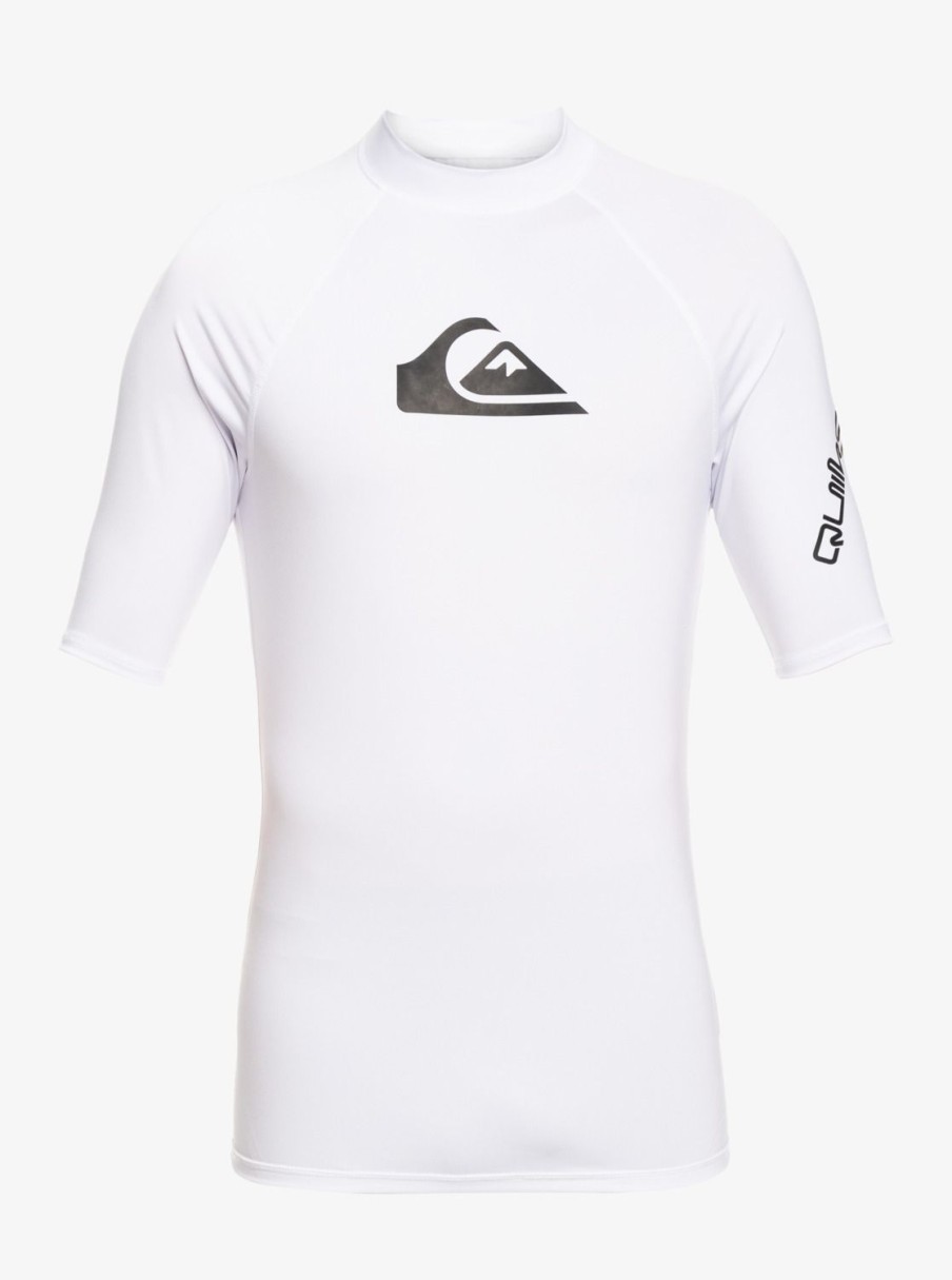 Mens Quiksilver Rashguards | All Time Short Sleeve Upf 50 Rashguard White