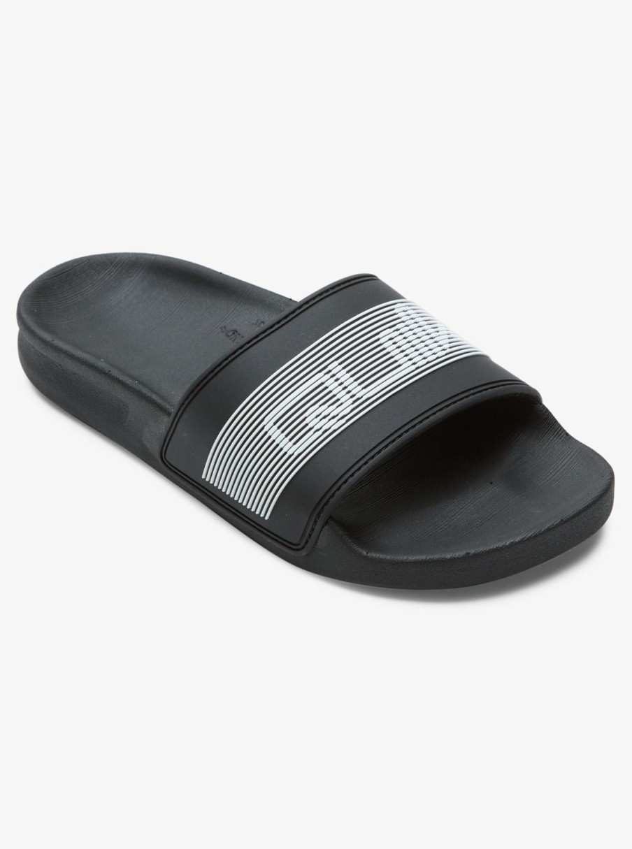 Boys Quiksilver Sandals | Boy'S 8-16 Rivi Wordmark Slide Sandals Black 2