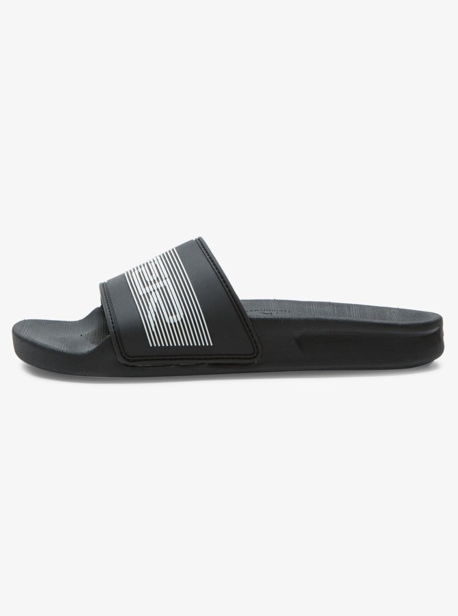 Boys Quiksilver Sandals | Boy'S 8-16 Rivi Wordmark Slide Sandals Black 2