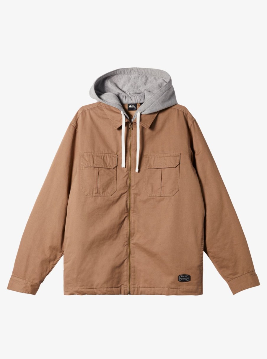 Mens Quiksilver Jackets | New Aitor Hooded Jacket Fossil