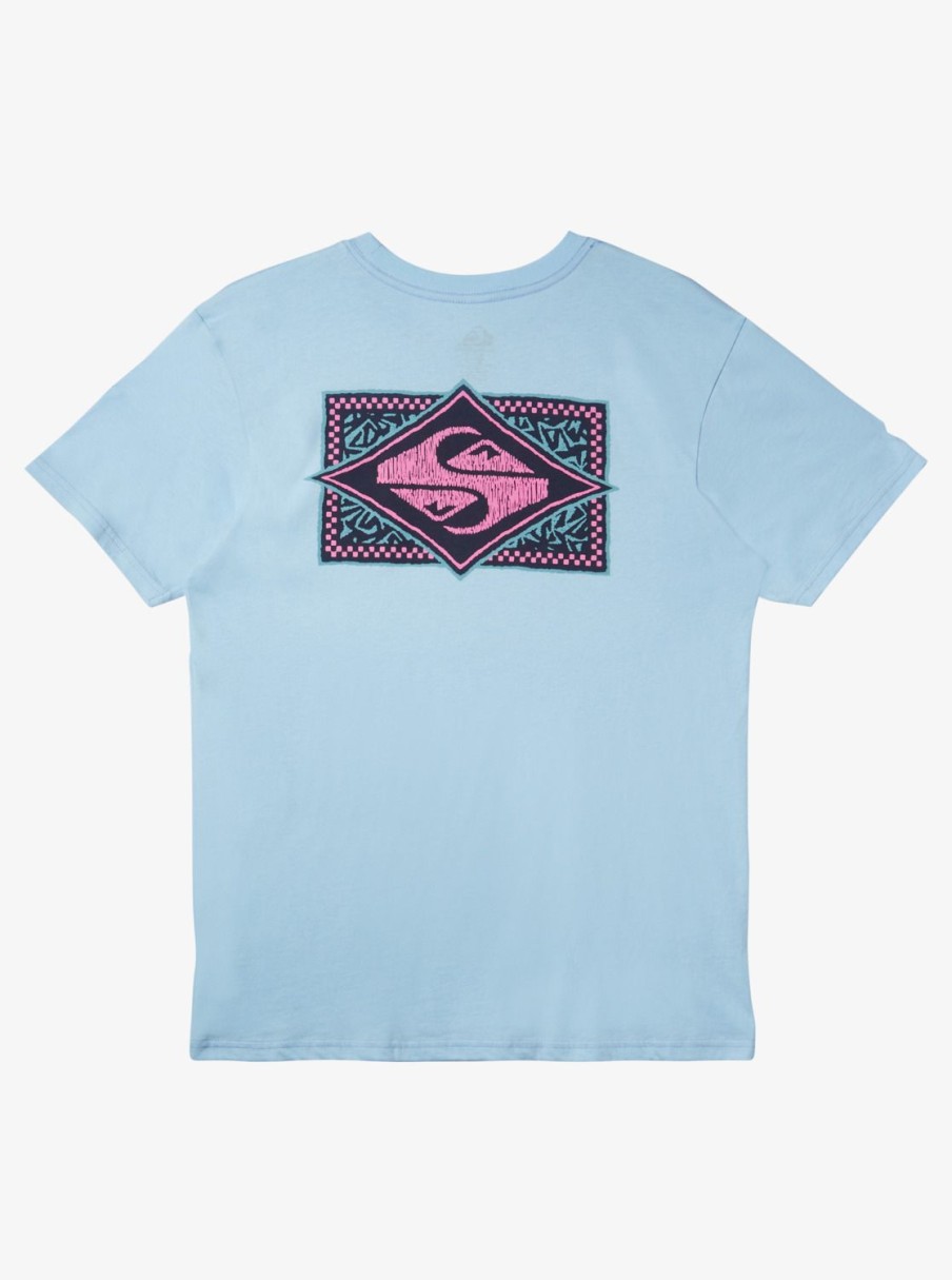 Mens Quiksilver Tees | Black Flash T-Shirt Clear Sky