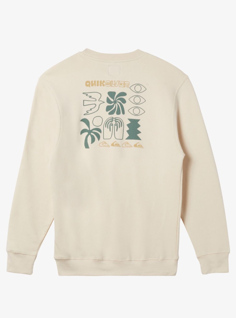 Mens Quiksilver Sweatshirts & Hoodies | E Peace Out Crew Neck Sweatshirt Sandshell