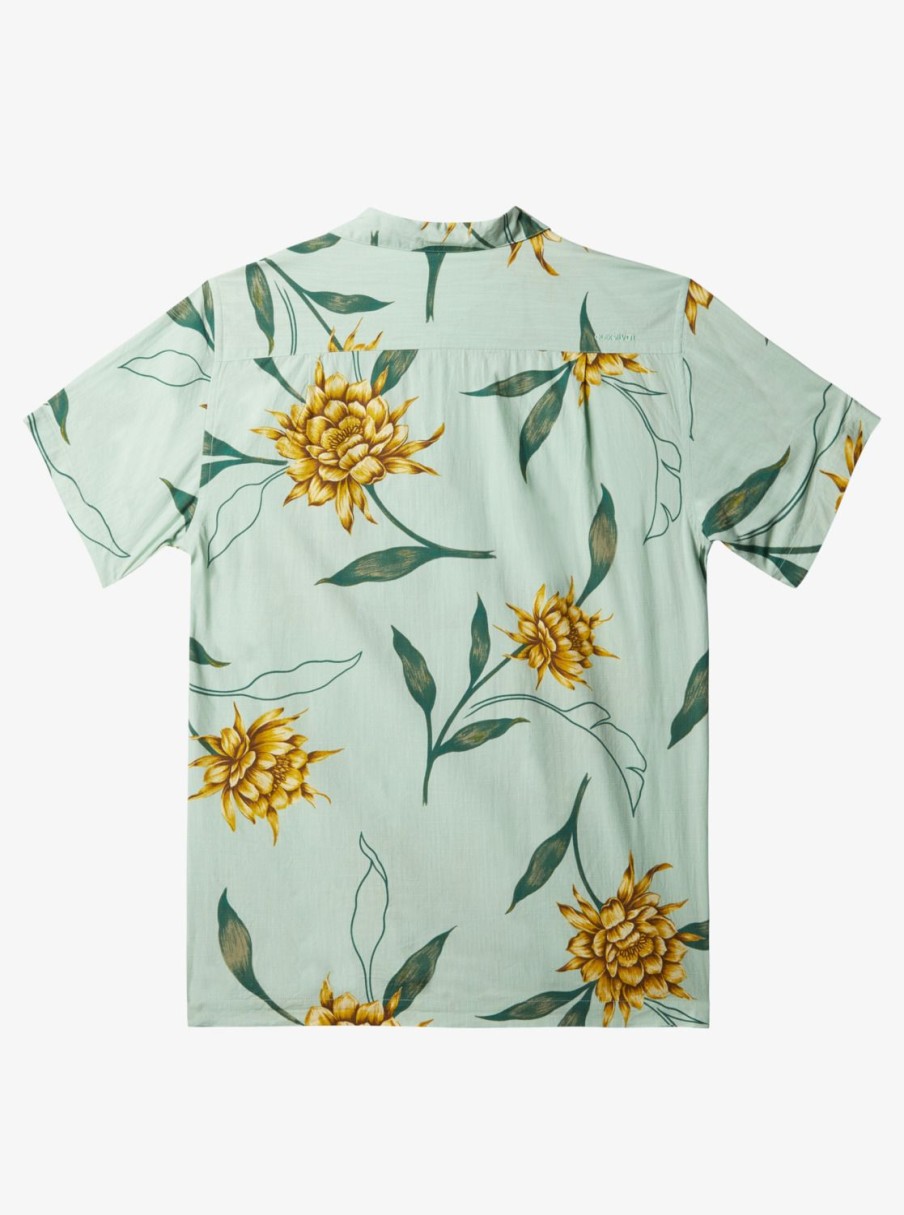 Mens Quiksilver Shirts & Polos | Waterman Perfect Bloom Short Sleeve Shirt Subtle Green Perfect Bloom