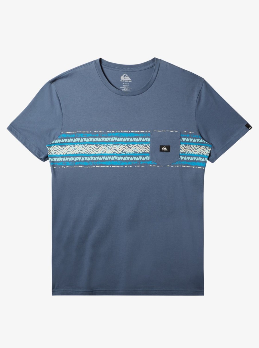 Mens Quiksilver Tees | Mesa Stripe Pocket T-Shirt Bering Sea