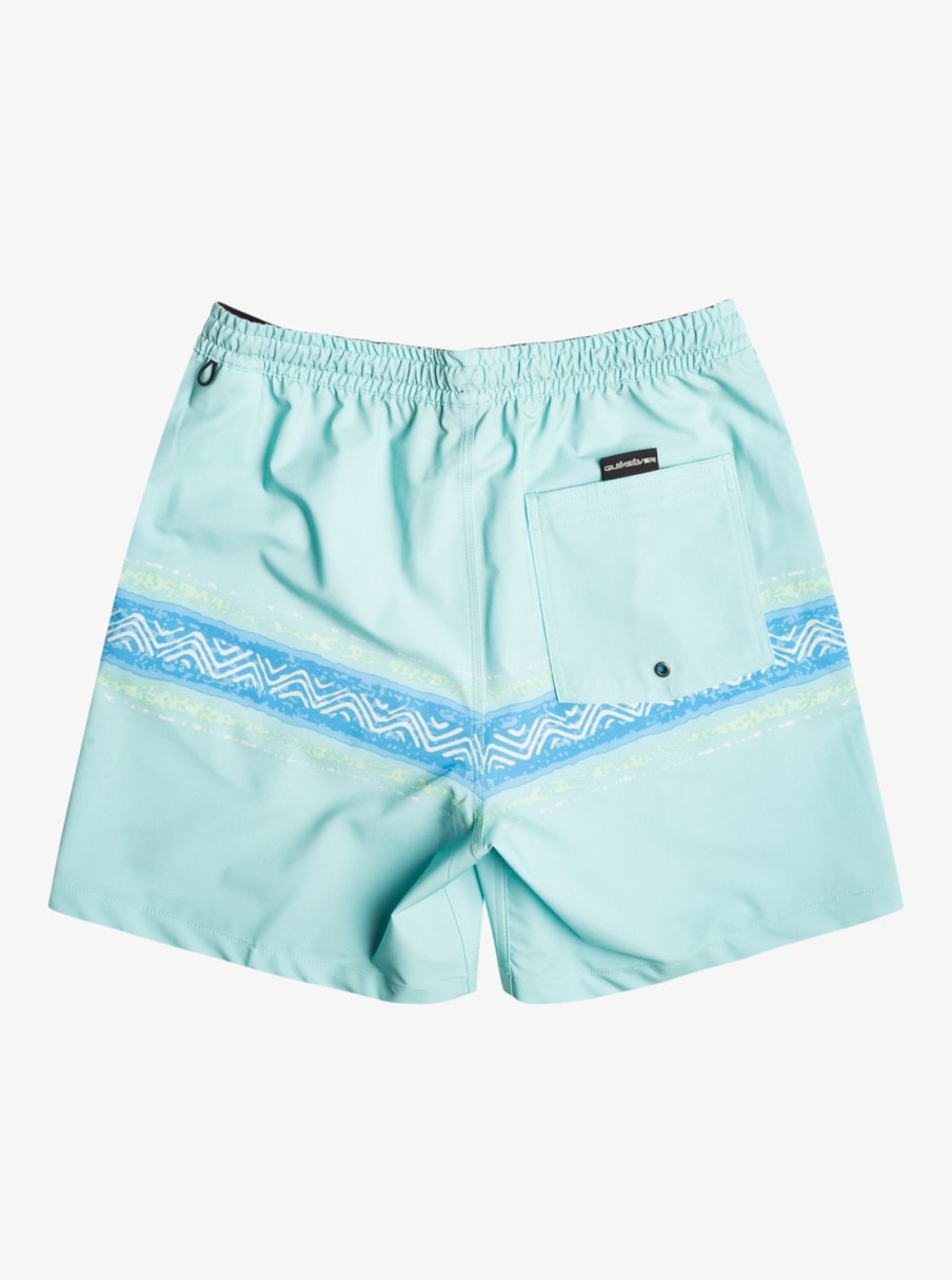 Mens Quiksilver Elastic Waist | Surfsilk Mesa Stripe 17" Volleys Pastel Turquoise