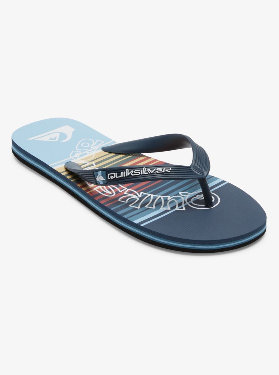 Mens Quiksilver Sandals | Molokai Word Flip-Flops Blue 4