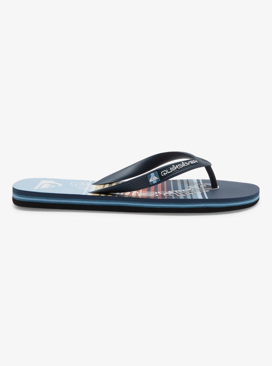 Mens Quiksilver Sandals | Molokai Word Flip-Flops Blue 4