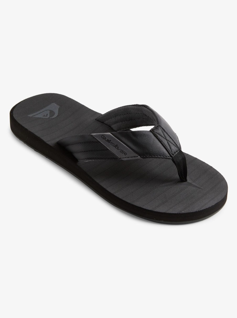 Mens Quiksilver Sandals | Carver Tropics Sandals Black/Black/Grey