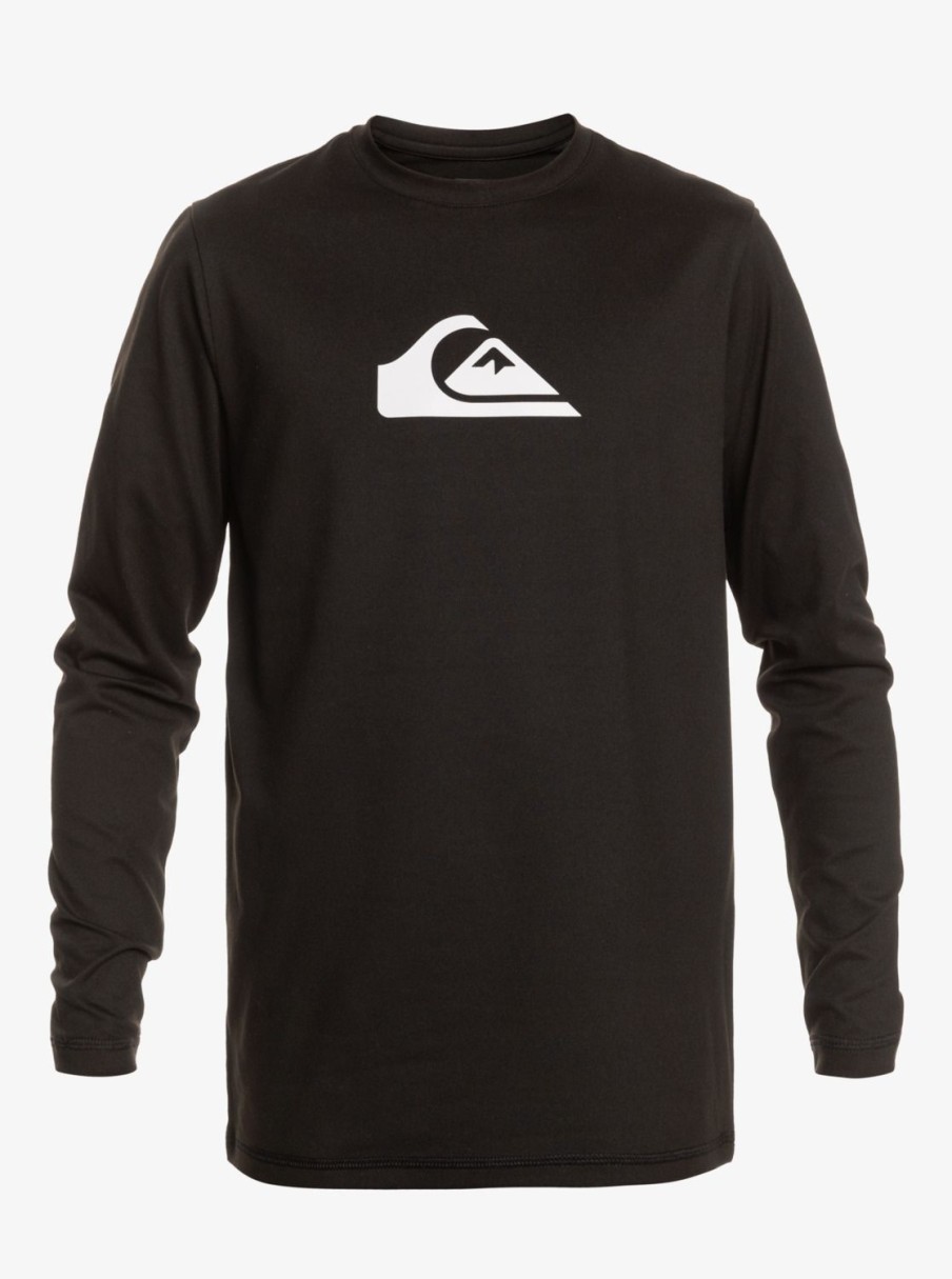 Mens Quiksilver Rashguards | Solid Streak Long Sleeve Upf 50 Surf Tee Black