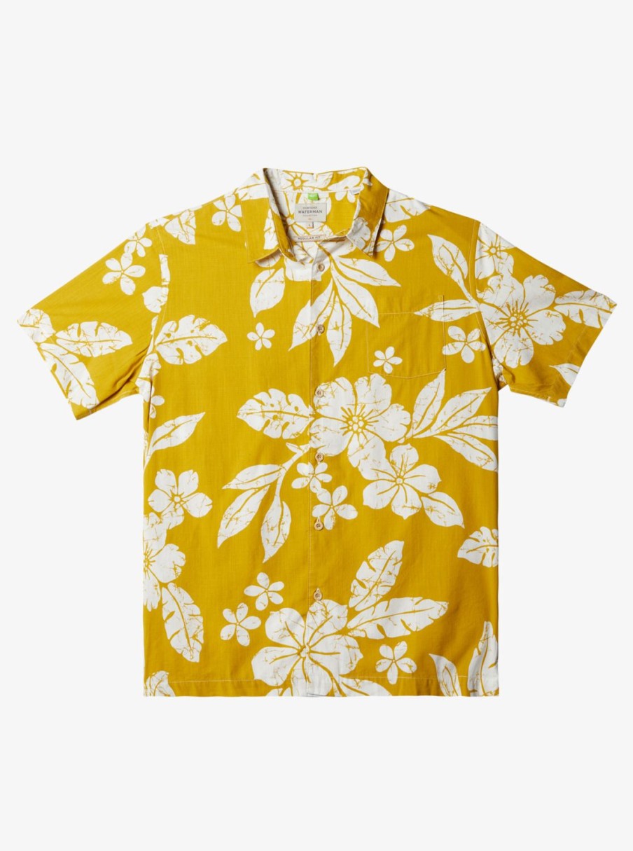 Waterman Quiksilver | Waterman Aqua Flower Short Sleeve Shirt Oil Yeallow Aqua Flowers