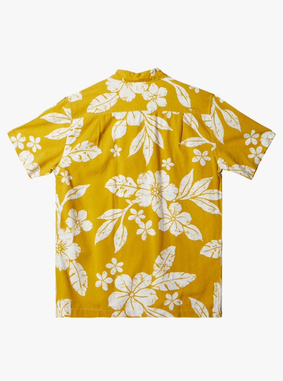 Waterman Quiksilver | Waterman Aqua Flower Short Sleeve Shirt Oil Yeallow Aqua Flowers