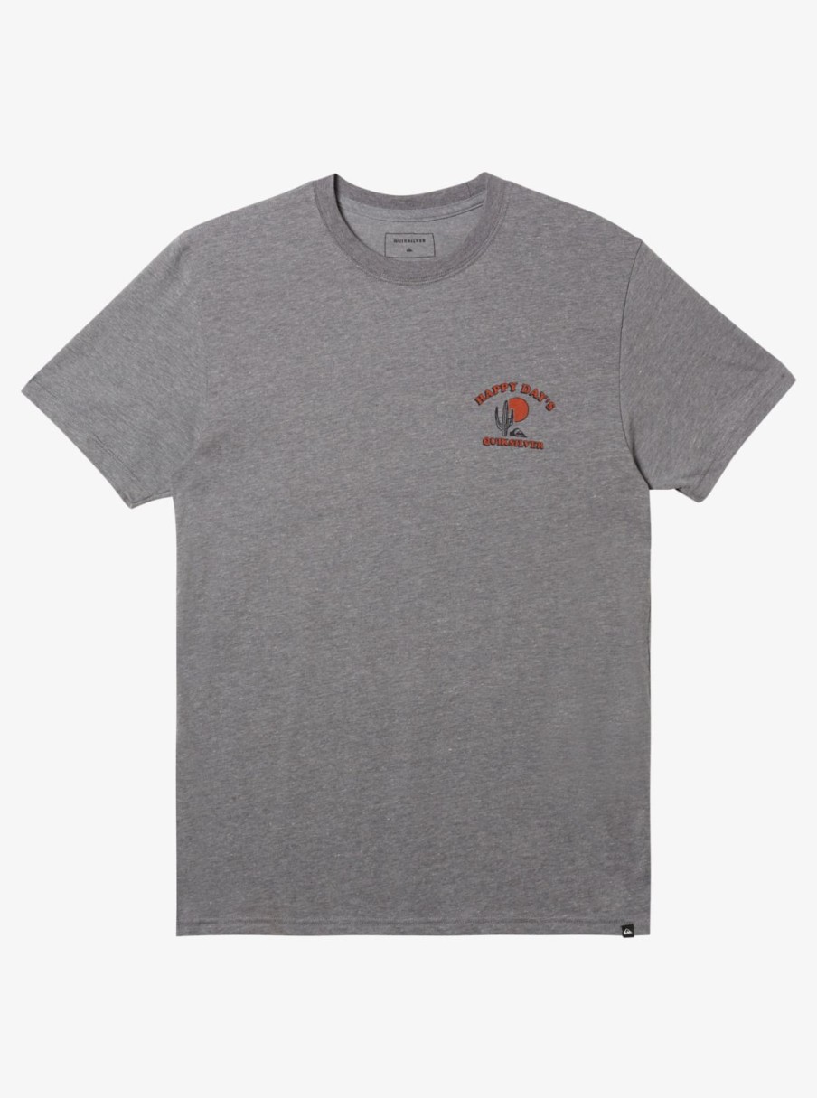 Mens Quiksilver Tees | Happy Days Mod T-Shirt Medium Grey Heather