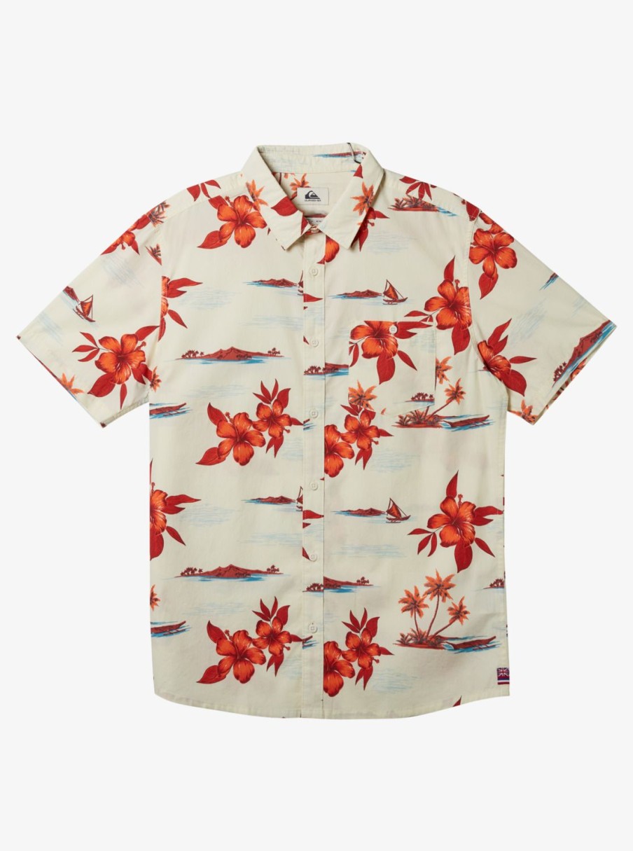 Mens Quiksilver Shirts & Polos | Hi Paradise Airways Short Sleeve Shirt Antique White