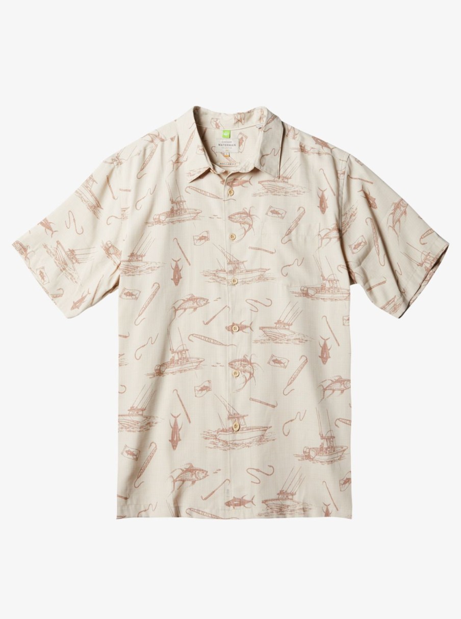 Waterman Quiksilver | Waterman Line Spinner Short Sleeve Shirt Brown Rice Line Spinner