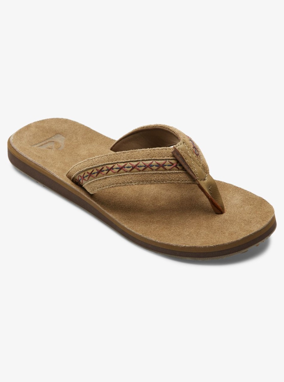 Mens Quiksilver Sandals | Carver Leather Ii Basic Sandal Strap Tan 1