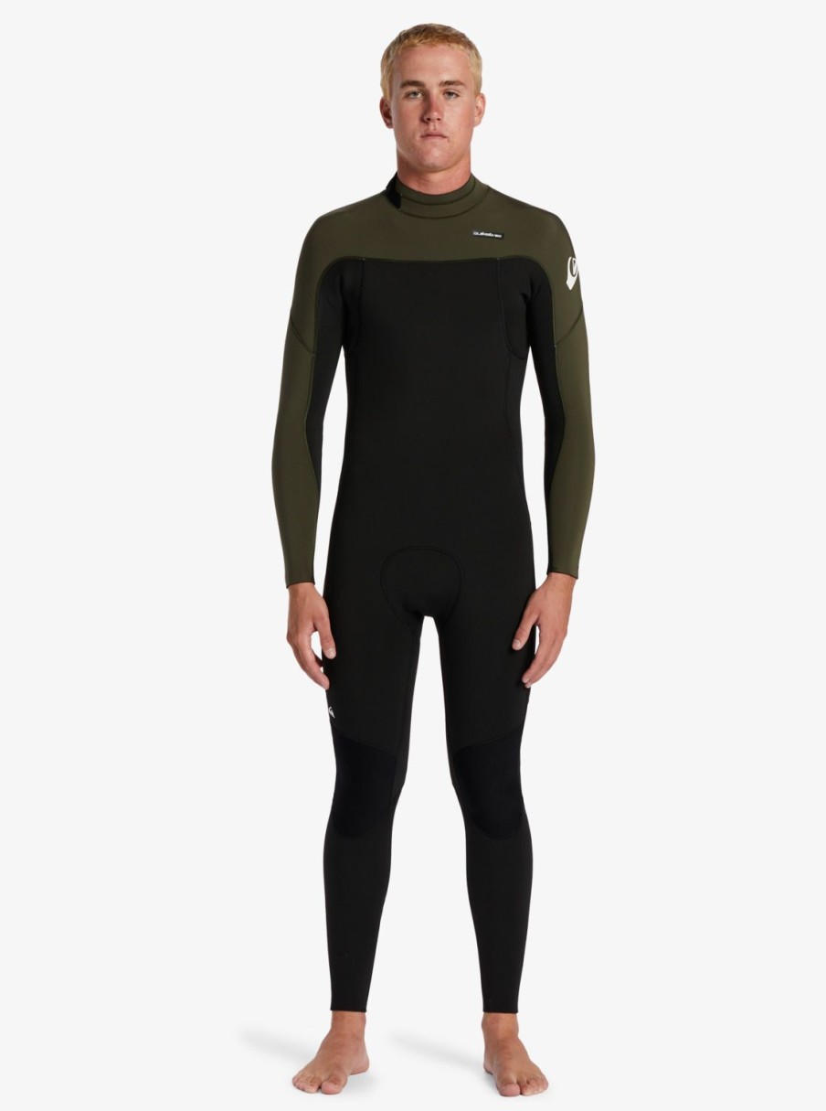 Mens Quiksilver Wetsuits | 3/2Mm Everyday Sessions Back Zip Wetsuit Black/ Ash