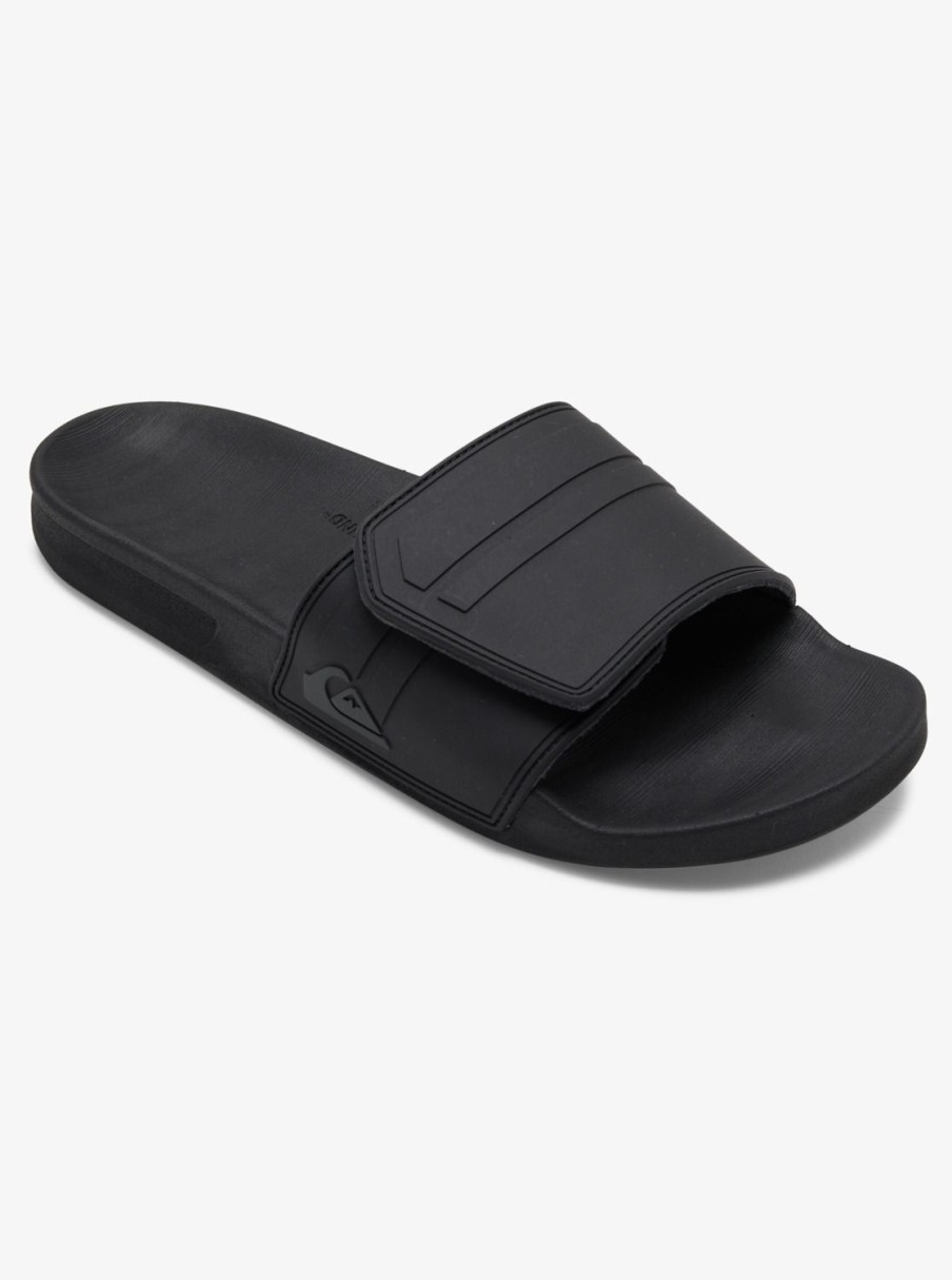 Mens Quiksilver Sandals | Rivi Adjustable Slides Black/Grey/Black