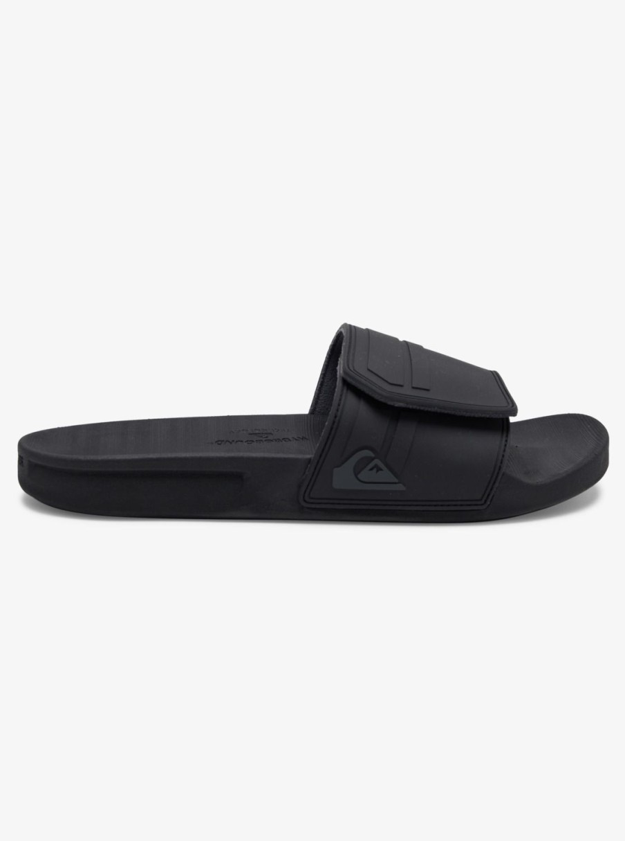 Mens Quiksilver Sandals | Rivi Adjustable Slides Black/Grey/Black