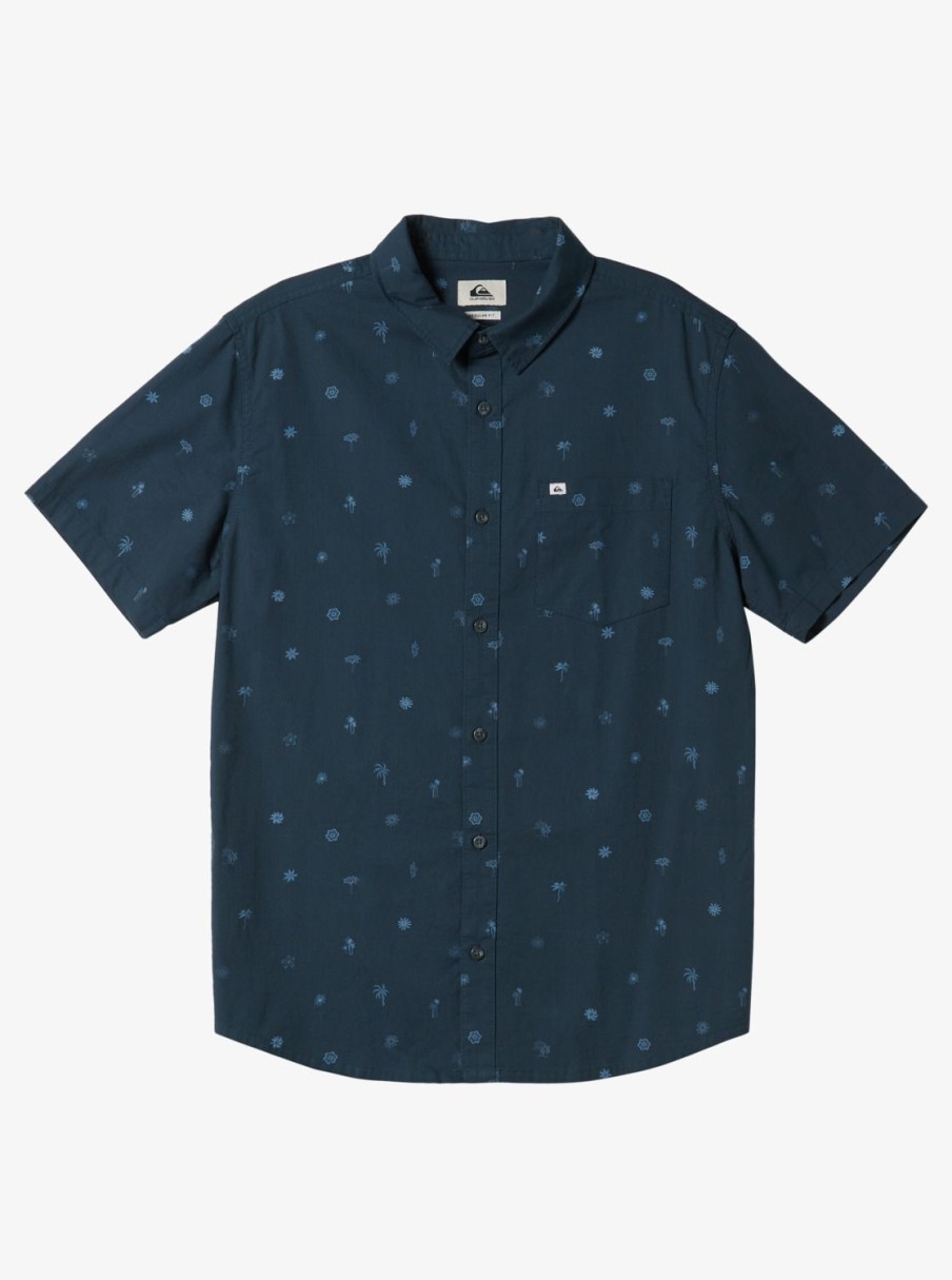 Mens Quiksilver Shirts & Polos | Heat Wave Short Sleeve Woven Shirt Midnight Navy Heat Waves