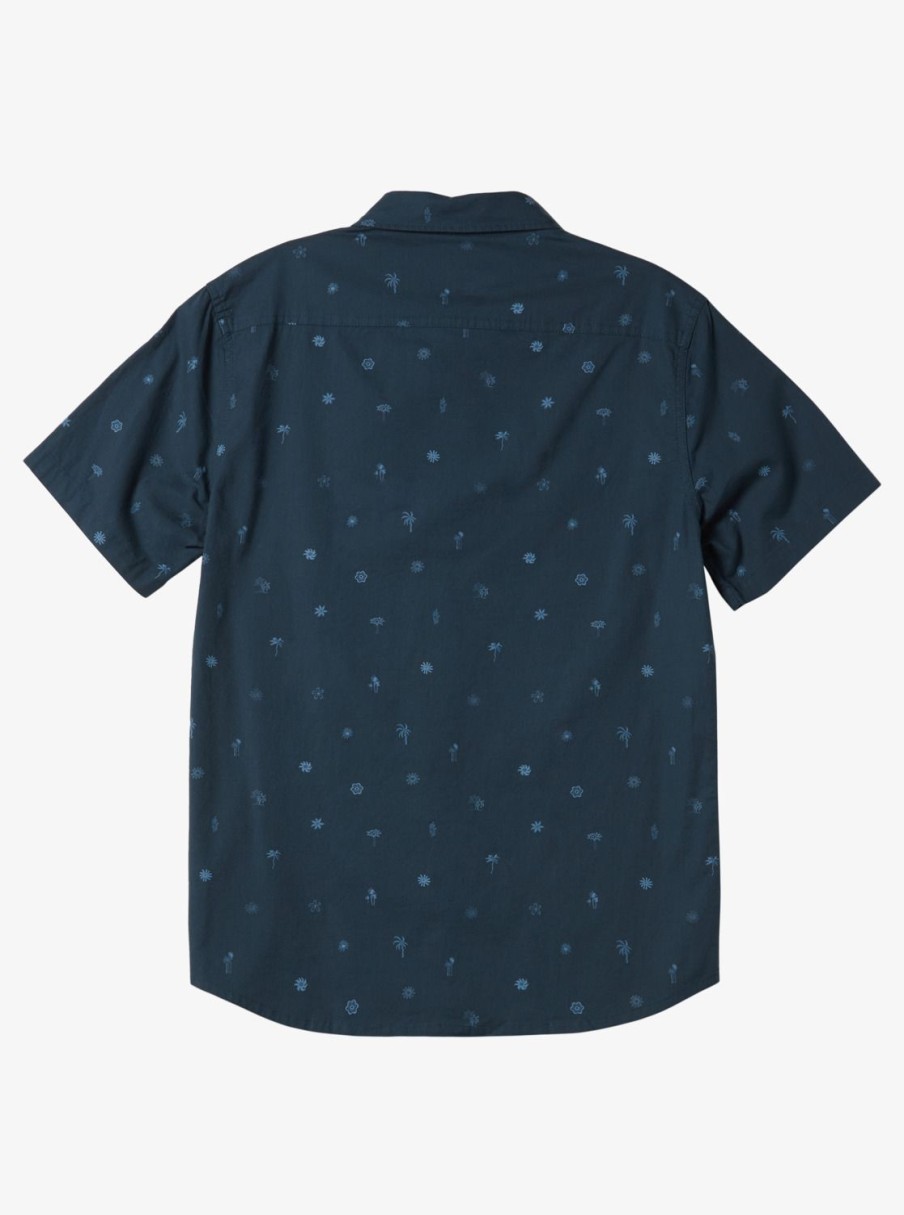 Mens Quiksilver Shirts & Polos | Heat Wave Short Sleeve Woven Shirt Midnight Navy Heat Waves