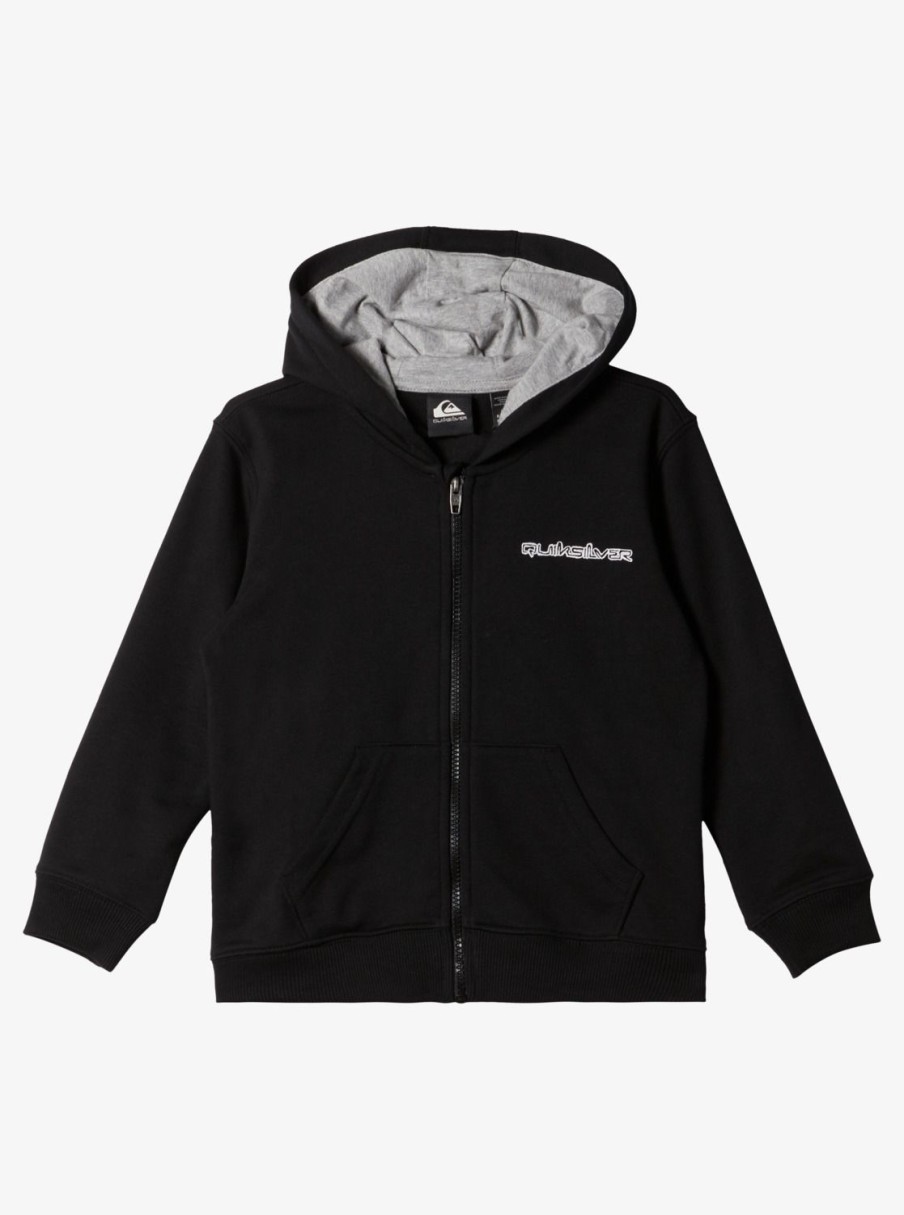 Boys Quiksilver Sweatshirts & Hoodies | Boy'S 2-7 Vintage Rising Lines Zip-Up Hoodie Black